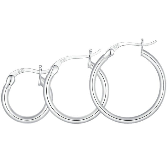 Classic 925 Silver Bold Hoop Earrings