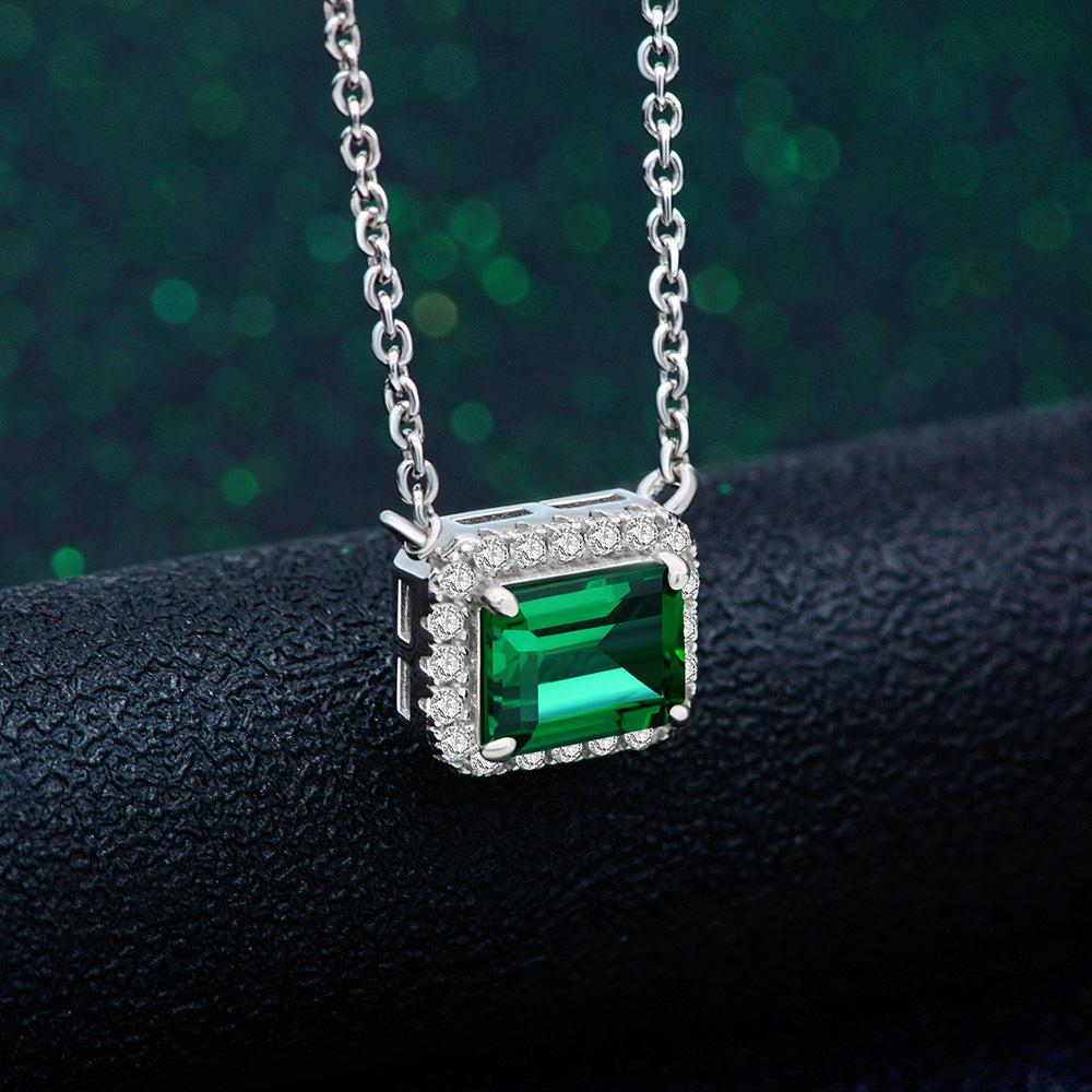 925 Silver 1.5ct Cultivated Emerald Jewelry Set