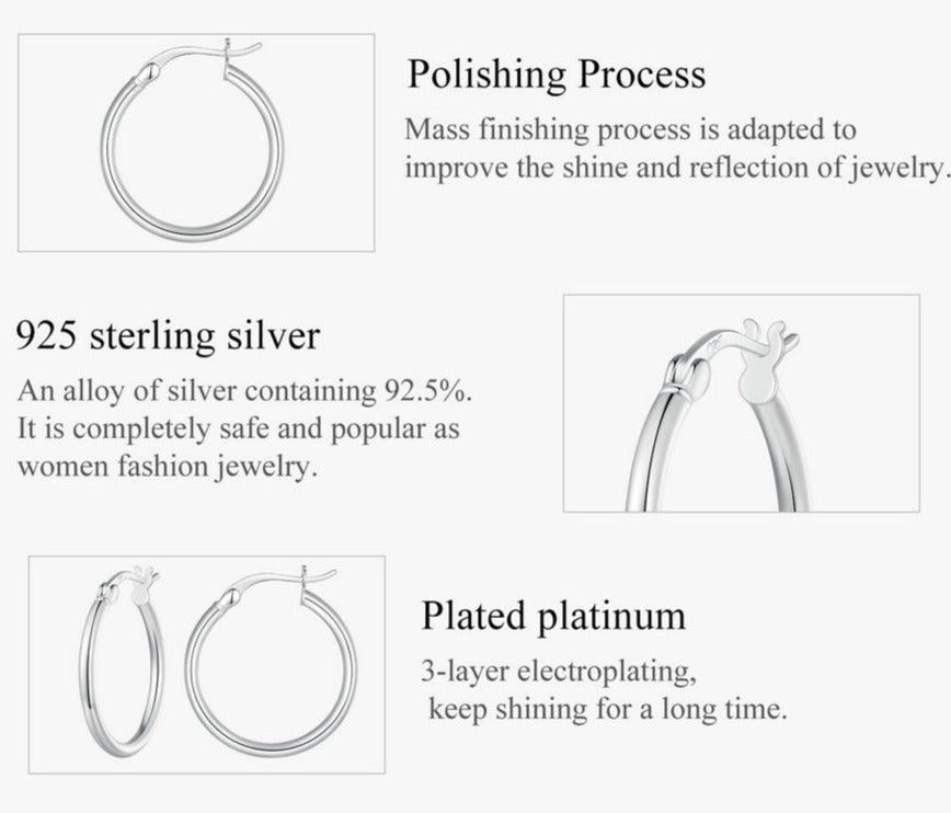 Classic 925 Silver Bold Hoop Earrings