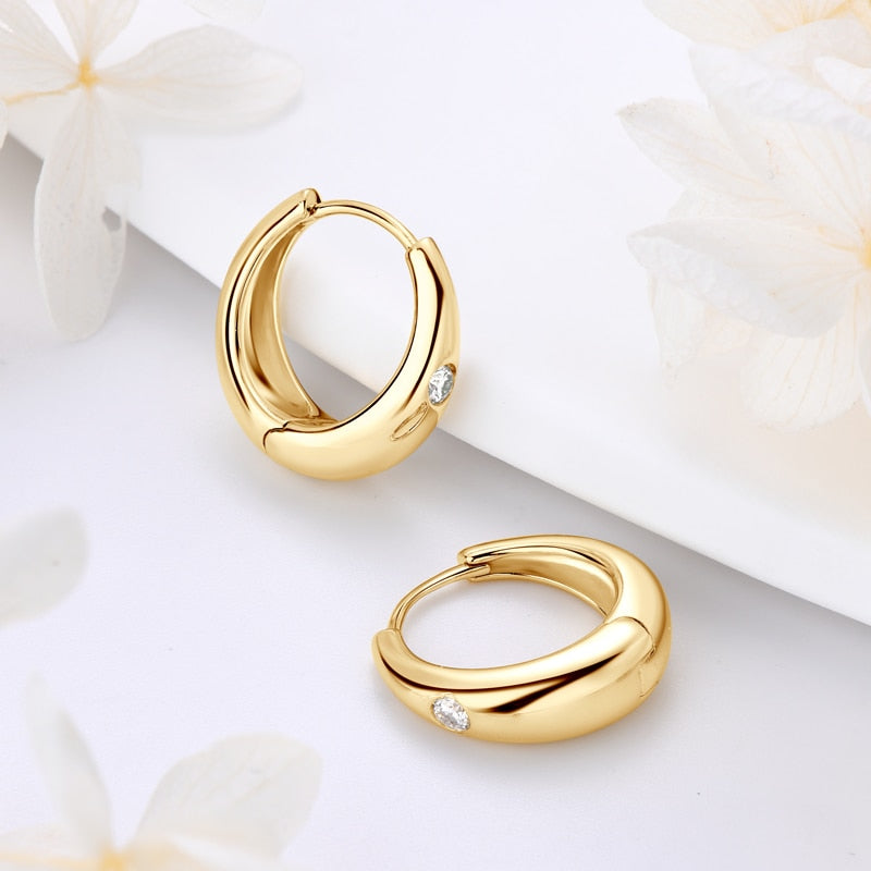 14K Gold-Plated 925 Silver 2.5mm Moissanite Huggie Hoop Earrings