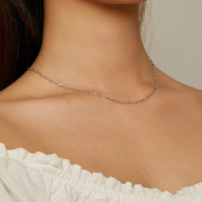 925 Silver Trendy Heart-Shaped Basic Chain Necklace