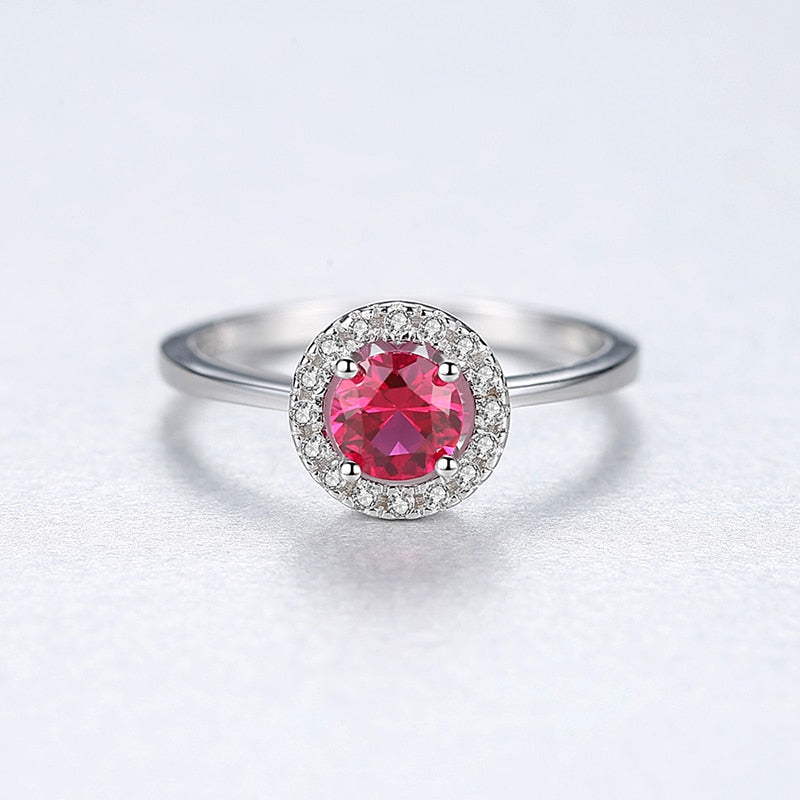 925 Silver Spinel Round Halo Rings