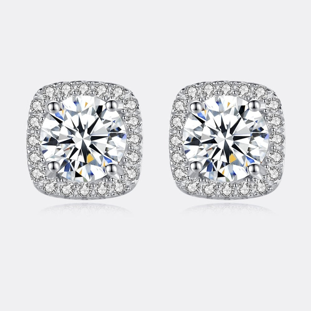 925 Silver 1CT Moissanite Square Stud Earrings