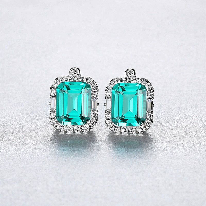 925 Silver Noble Green Emerald Vintage Earring