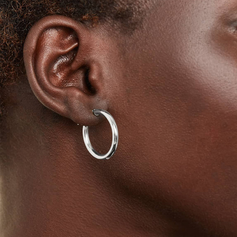 Classic 925 Silver Bold Hoop Earrings