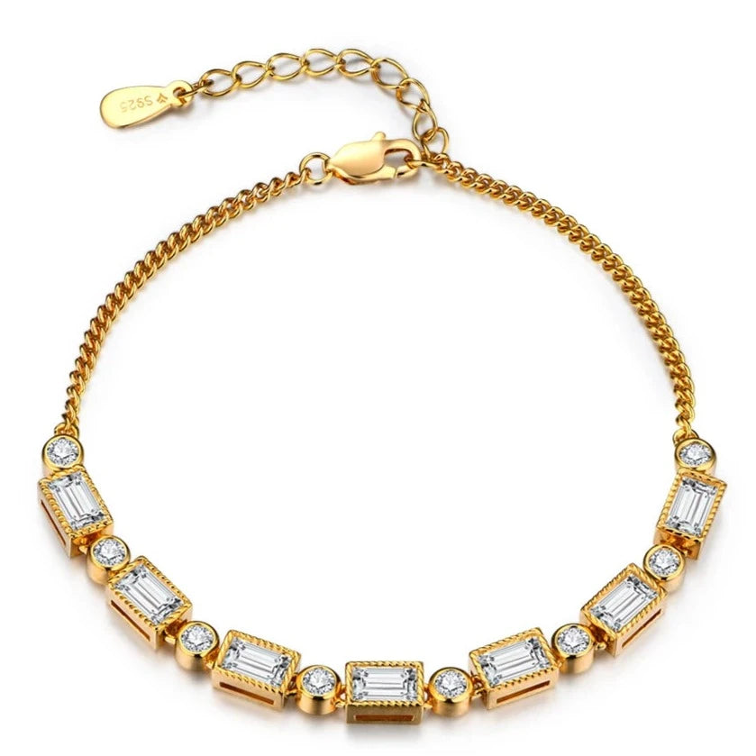 Gold-Plated 925 Silver Moissanite D VVS1 Bracelet