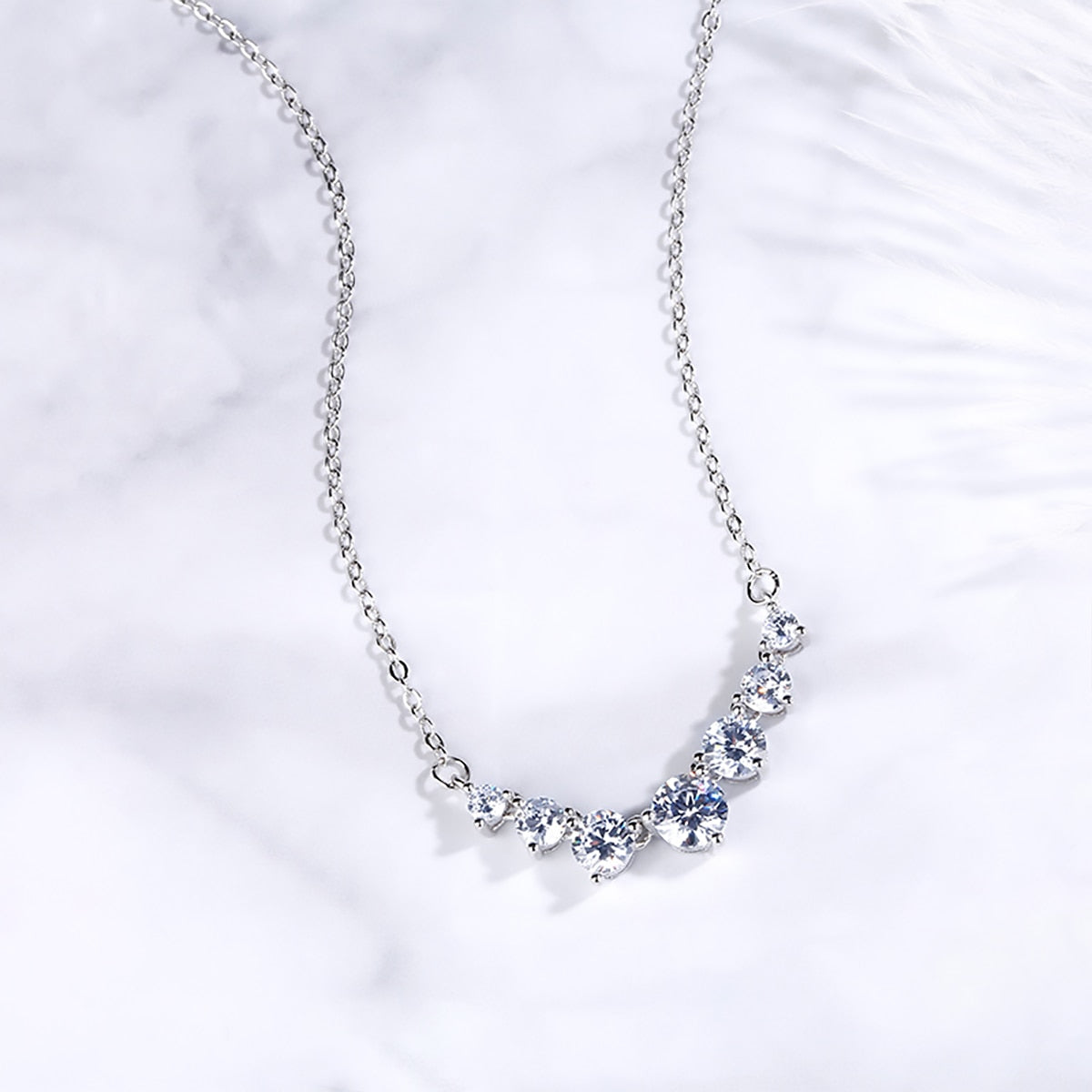 925 Silver Smile Full Moissanite Necklace