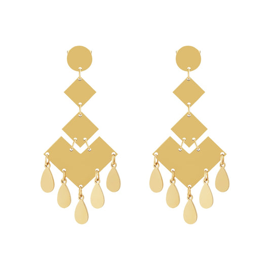 18K Gold-Plated Stainless steel Rhombus Drop Earrings