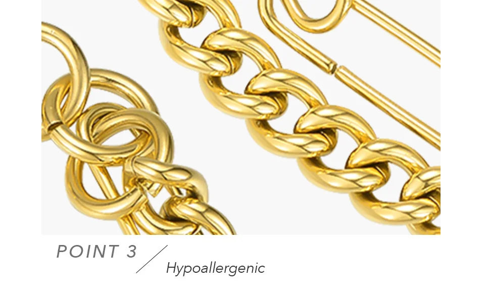 Stainless Steel 18K Gold-Plated Hip Hop Chain Bracelet