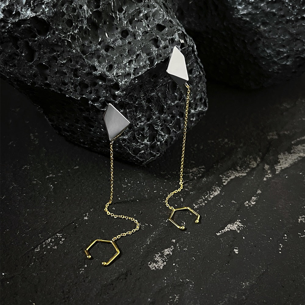 18K Gold-Plated Environmental Brass 3D Meteorite Drop Earrings