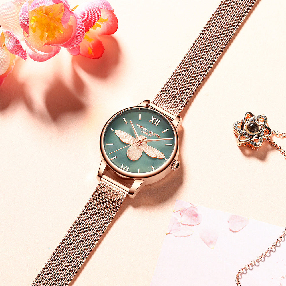 3D Engraved Bee Dial Women Dress Watch