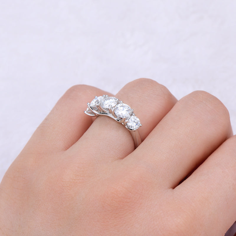 925 Silver 5-Stones Moissanite Anniversary Ring