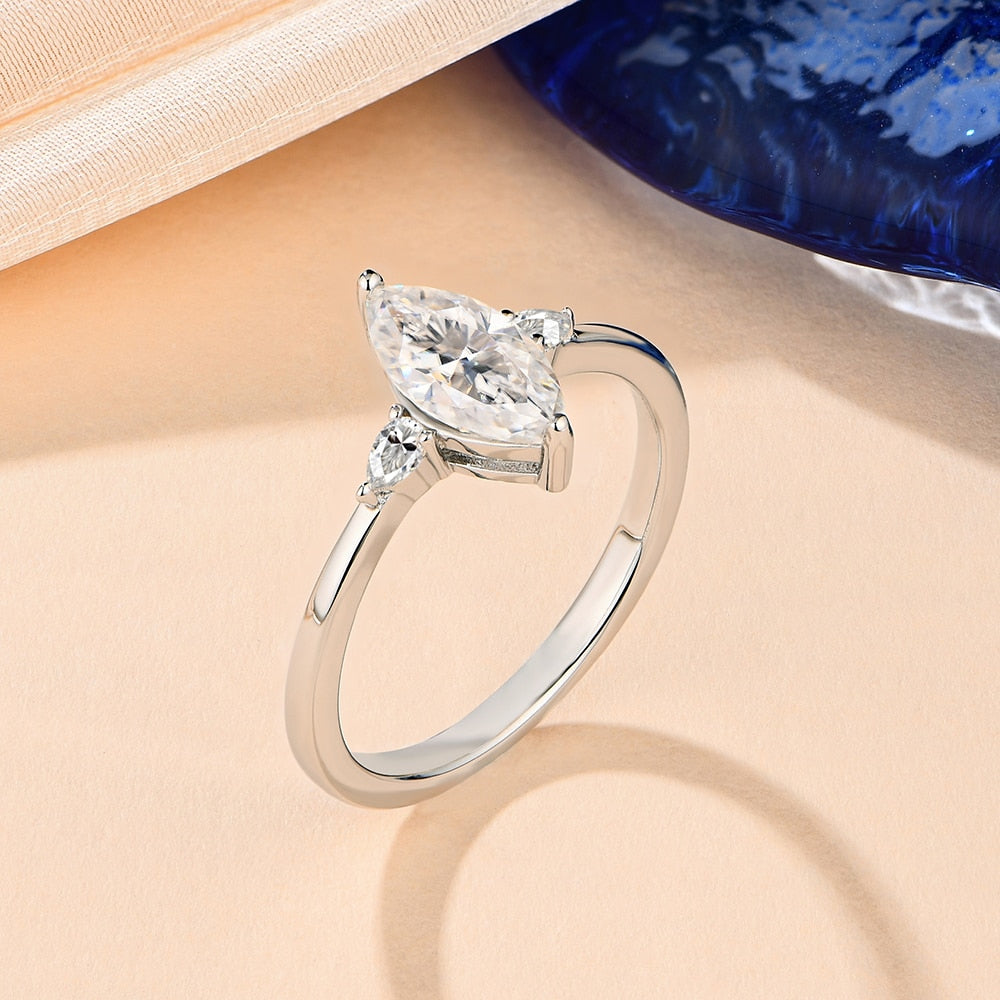 925 Silver Marquise 1CT Moissanite Ring