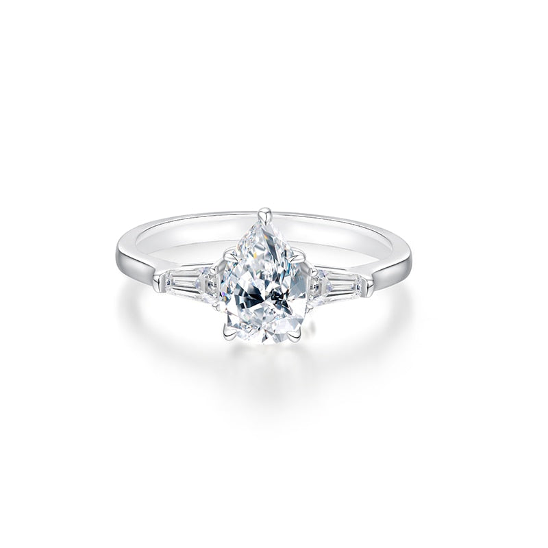 925 Silver 1.5CT Pear Cut Moissanite Ring