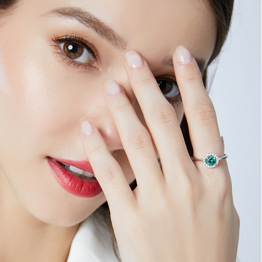 925 Silver Spinel Round Halo Rings