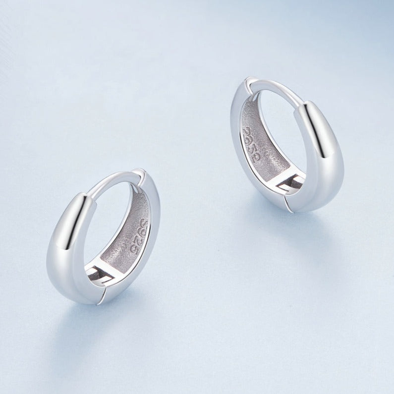 925 Silver Classic Huggie Punk Hoop Earrings