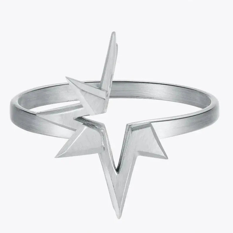 Stainless Steel 18K Gold-Plated Celestial Star Ring