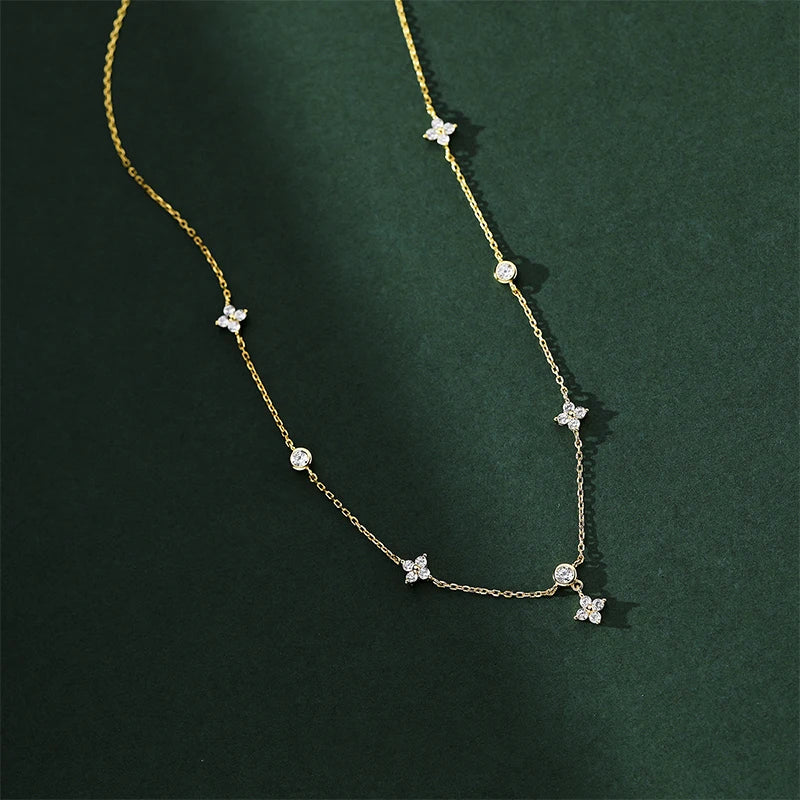 18K Gold-Plated 925 Silver 2-3mm Moissanite Charm Necklaces