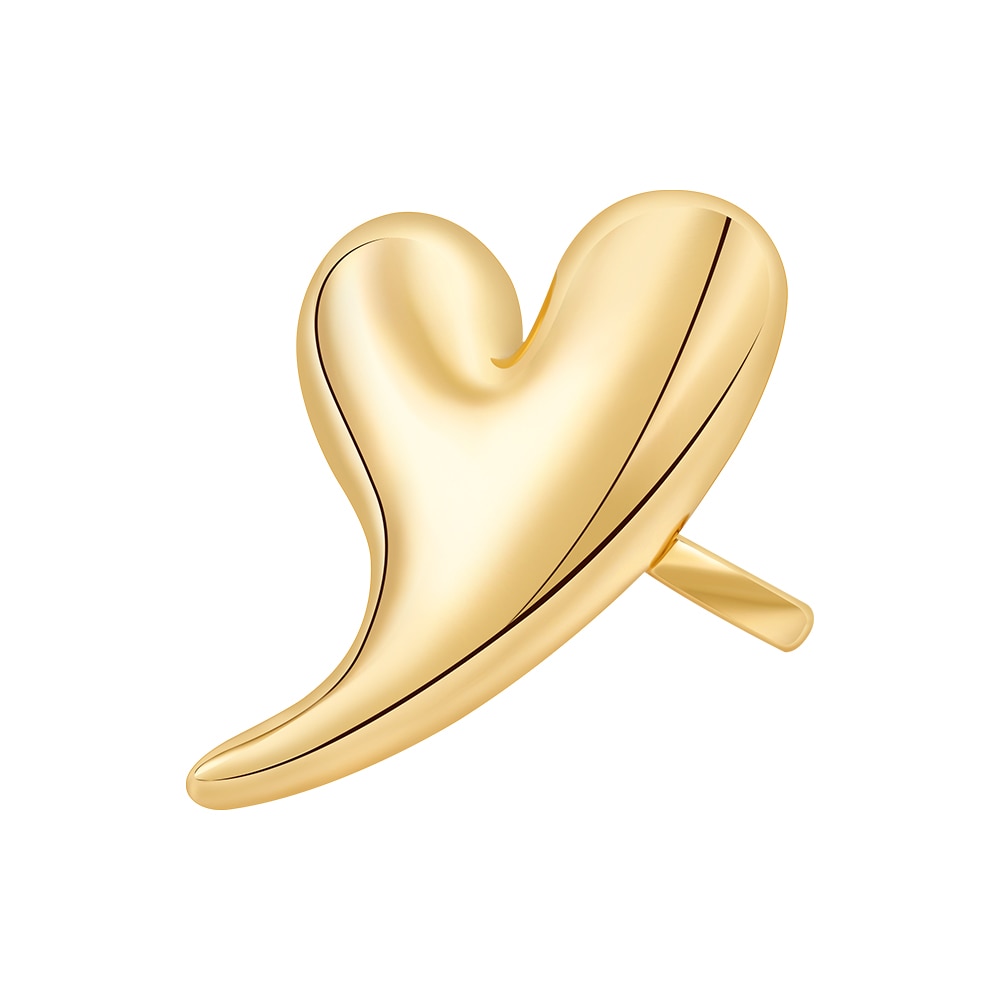 18K Gold-Plated Environmental Brass Large Heart Double Ring