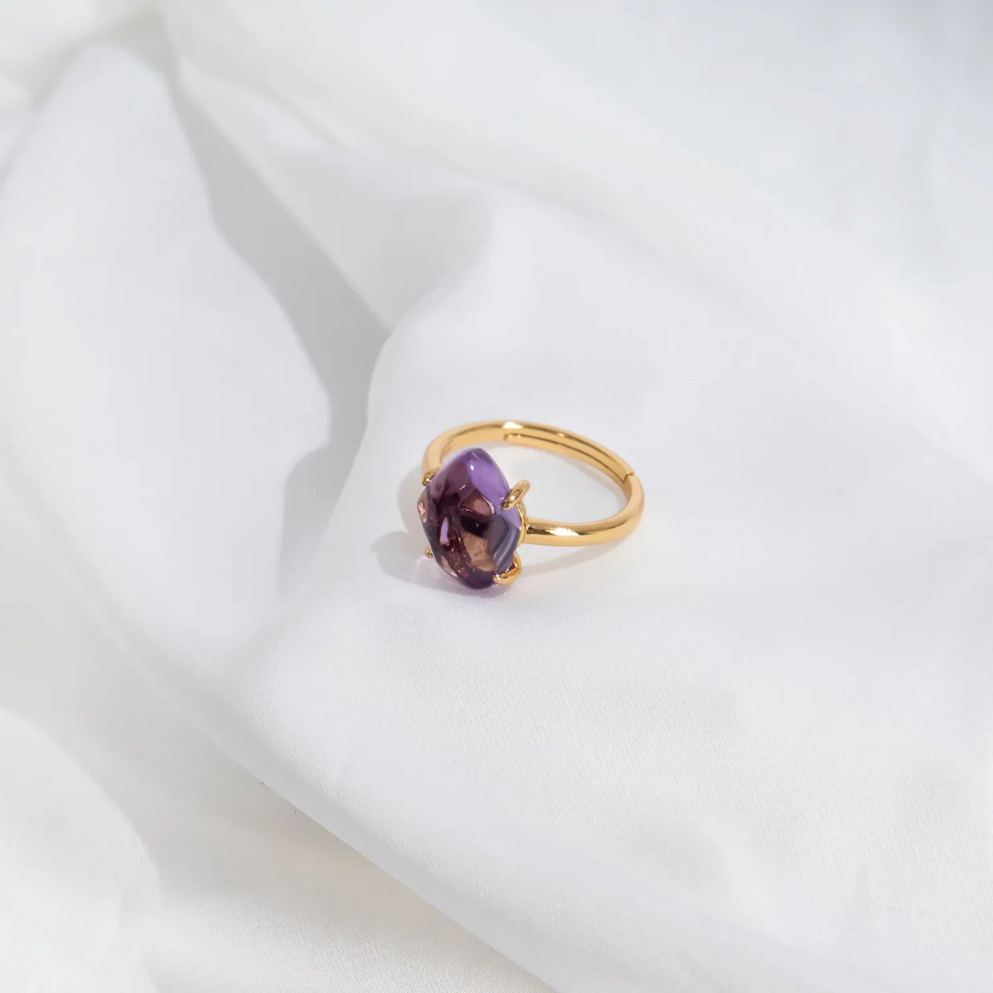 925 Silver Natural Pink Amethyst Adjustable Ring