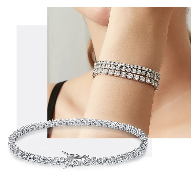 925 Silver Round 3mm Moissanite Tennis Bracelet