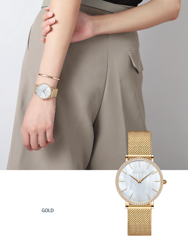 Luxury Women Shell Dial Stainless Steel Watch