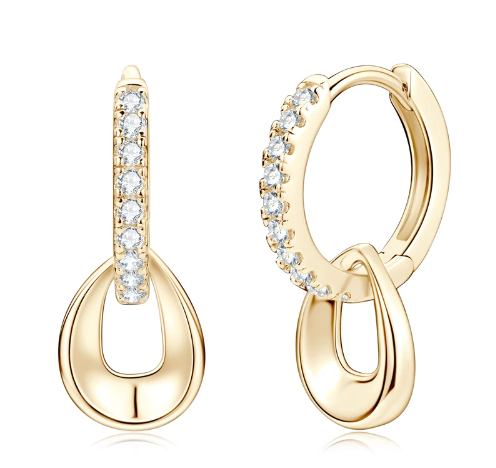 925 Silver 1.3mm Moissanite Hoop Earrings