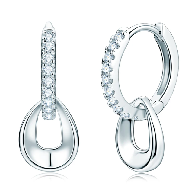 925 Silver 1.3mm Moissanite Hoop Earrings