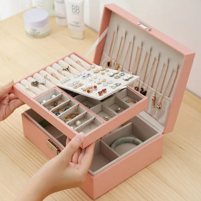 High-End Leather Ring Jewelry Box - Anti-Oxidation Protection - PINK