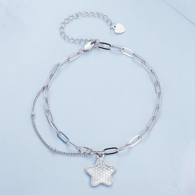 925 Silver Sparkling Star Splice Chain Bracelet