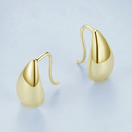 925 Silver Glossy Waterdrop Earrings