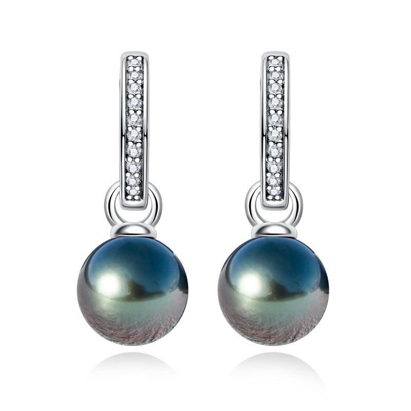 925 Silver 10mm Natural Tahitian Pearl and Moissanite Multipurpose Earrings