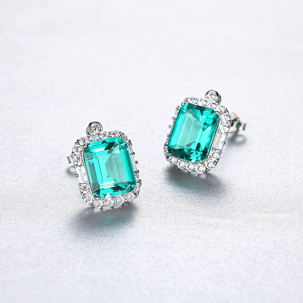 925 Silver Noble Green Emerald Vintage Earring