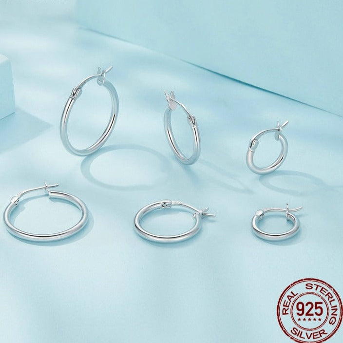 Classic 925 Silver Bold Hoop Earrings