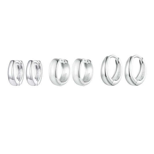 925 Silver Classic Huggie Punk Hoop Earrings