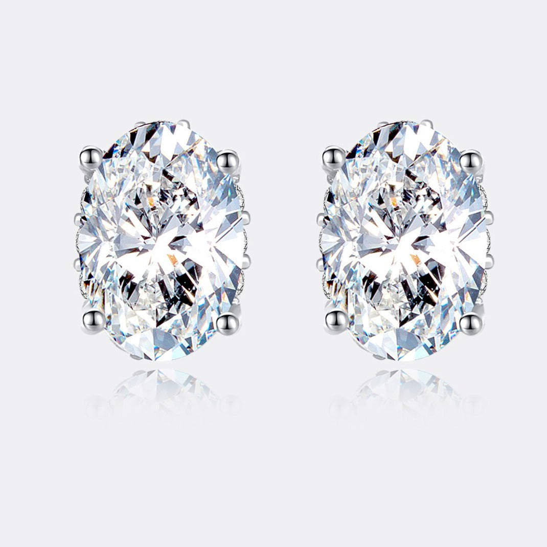 925 Silver Oval 1Ct Moissanite Stud Earrings