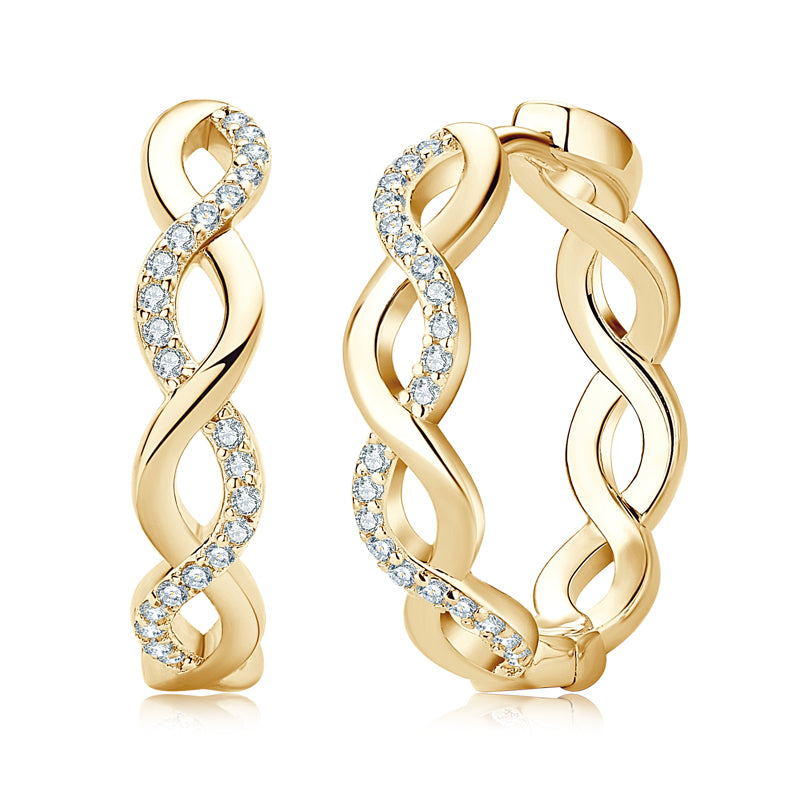 925 Silver Sparking Moissanite Twisted Hoop Earrings