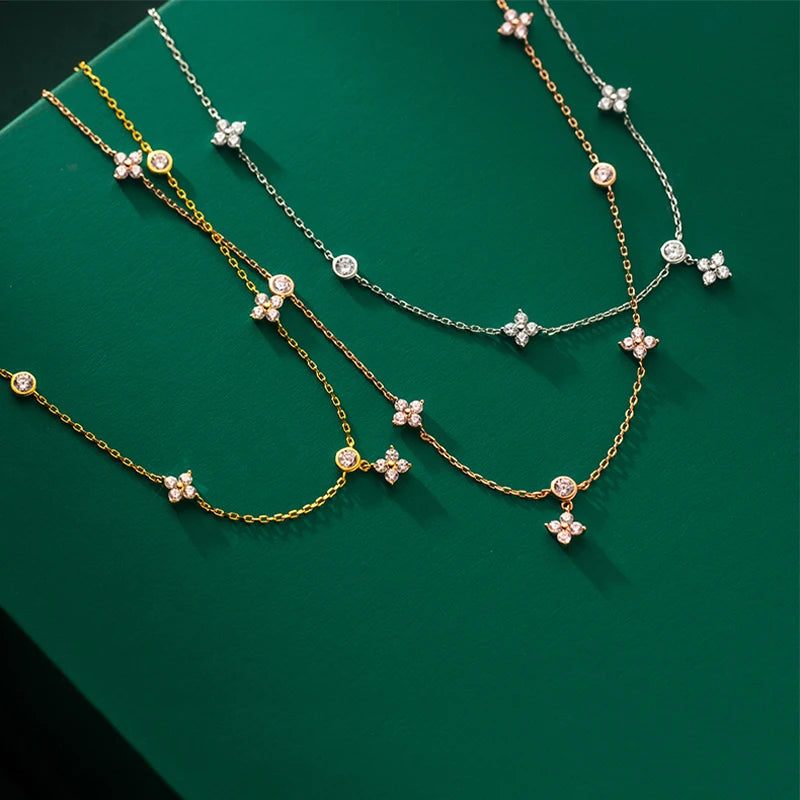 18K Gold-Plated 925 Silver 2-3mm Moissanite Charm Necklaces