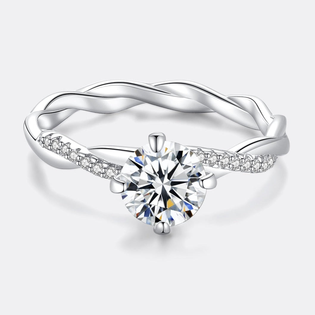 925 Silver 1Ct Moissanite Twisted Ring