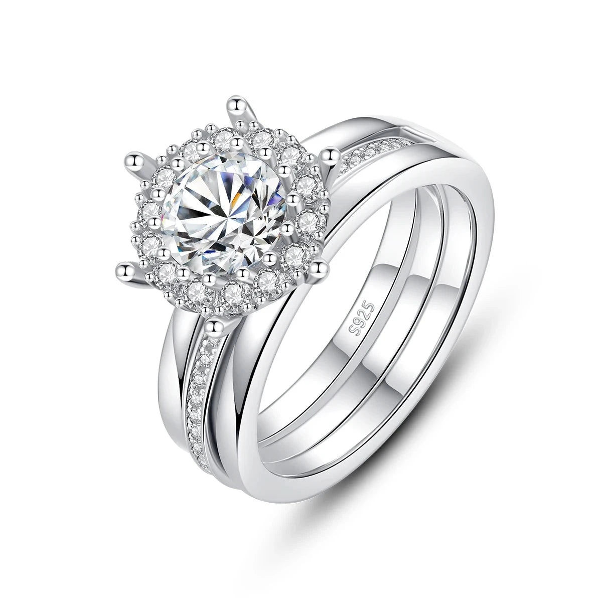 925 Silver 1CT Moissanite Bridal Ring Set - Stackable Jewelry