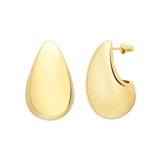 18K Gold-Plated Environmental Brass Glossy Stud Earrings