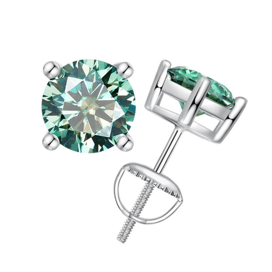 Classic 925 Silver 2CT Green Moissanite Stud Earrings