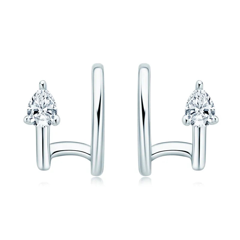 925 Silver Pear Cut Moissanite Ear Cuffs - Earrings Without Piercing