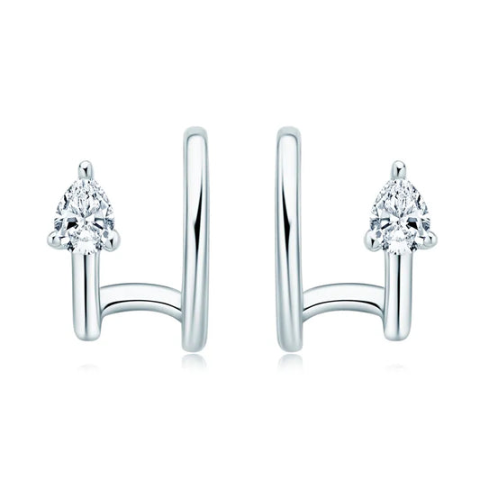 925 Silver Pear Cut Moissanite Ear Cuffs - Earrings Without Piercing