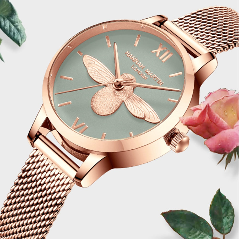 3D Engraved Bee Dial Women Dress Watch