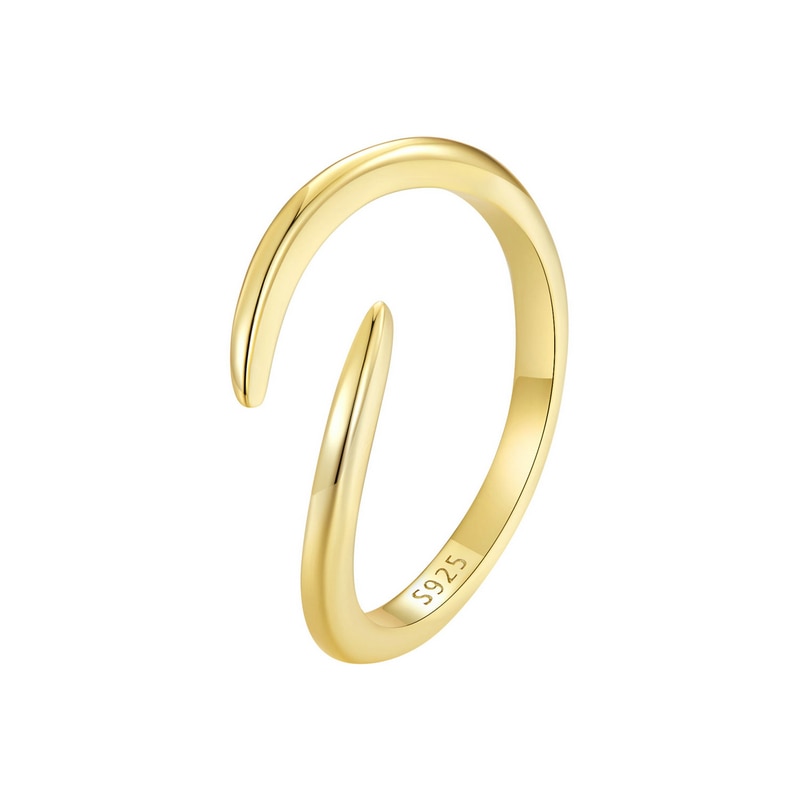 925 Silver Simple Adjustable Snake Tail Ring - Simple Gold