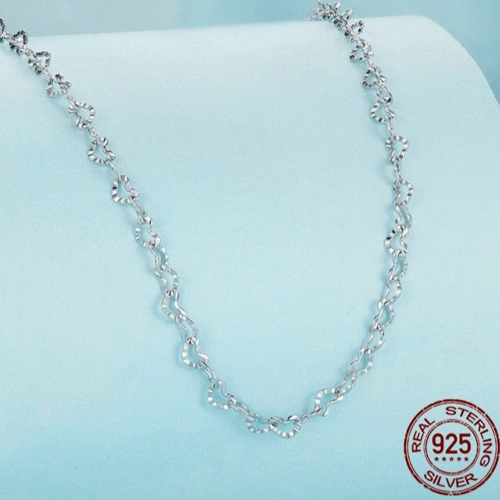 925 Silver Trendy Heart-Shaped Basic Chain Necklace