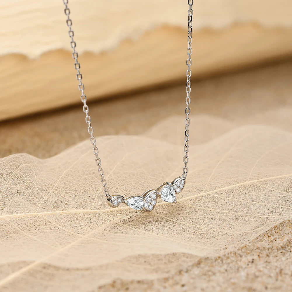 925 Silver Pear Cut Moissanite Pendant Necklace