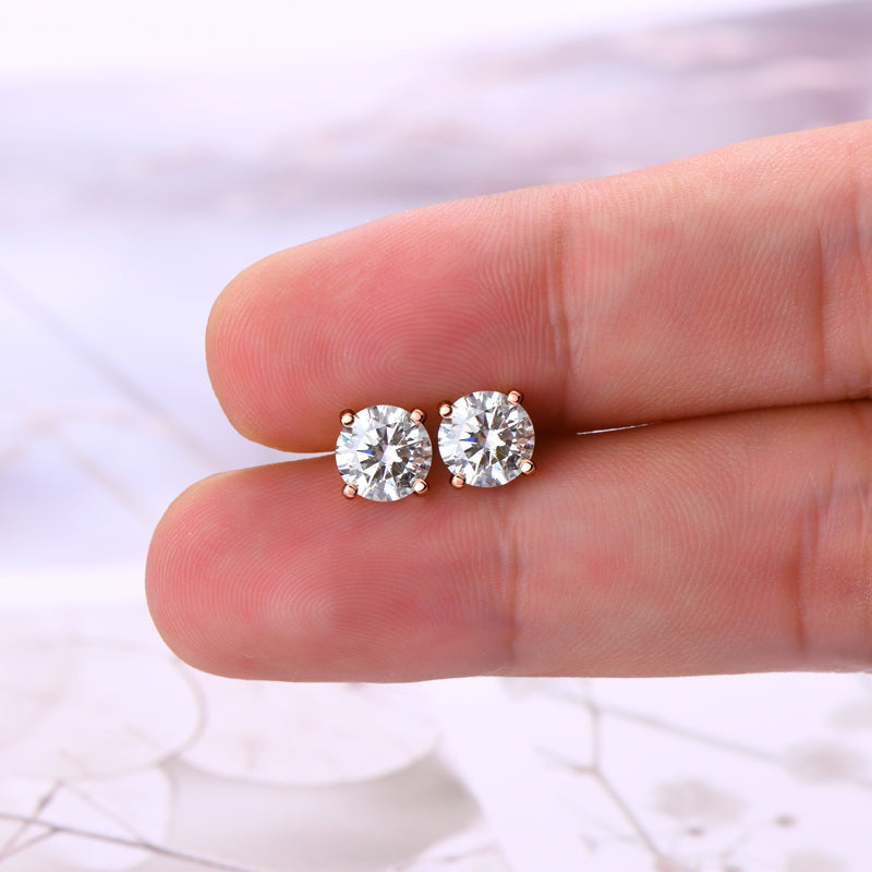 925 Silver 6.5mm Moissanite Screw Stud Earrings