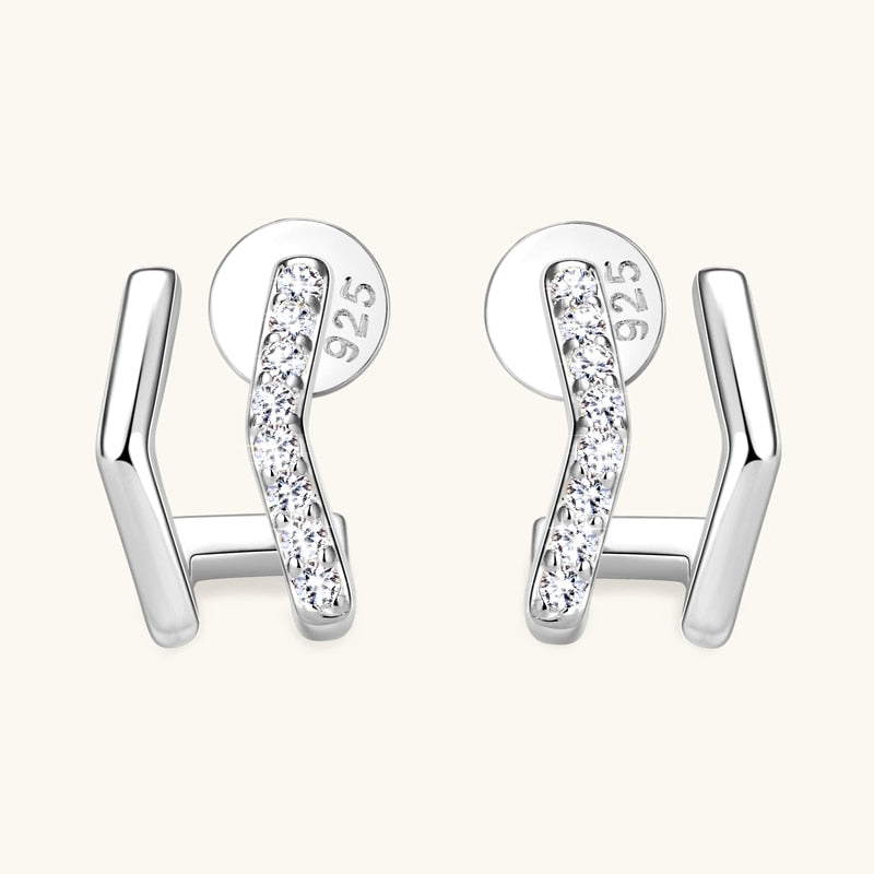 925 Silver Moissanite Geometric Huggie Stud Earrings